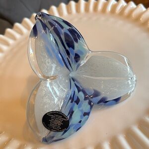 NWT *Murano* Hand-blown Glass Flower, Blues/White/Clear, Made in Italy